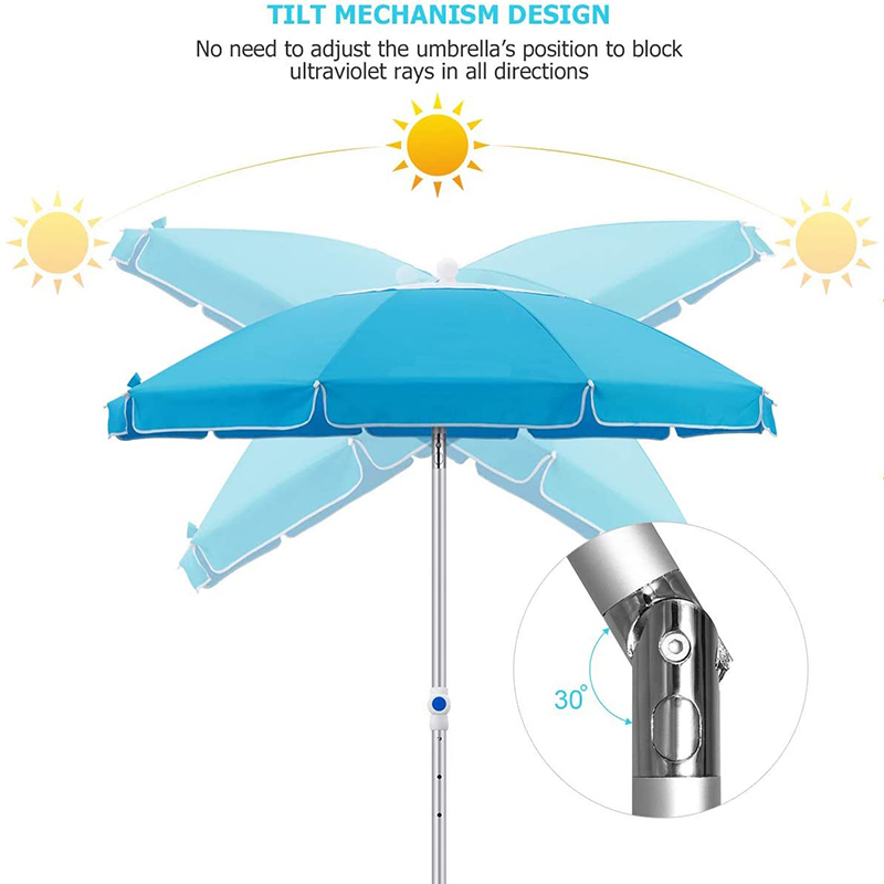 Sky Blue UV Protection Beach Parasol na may Tilt BU1960-2