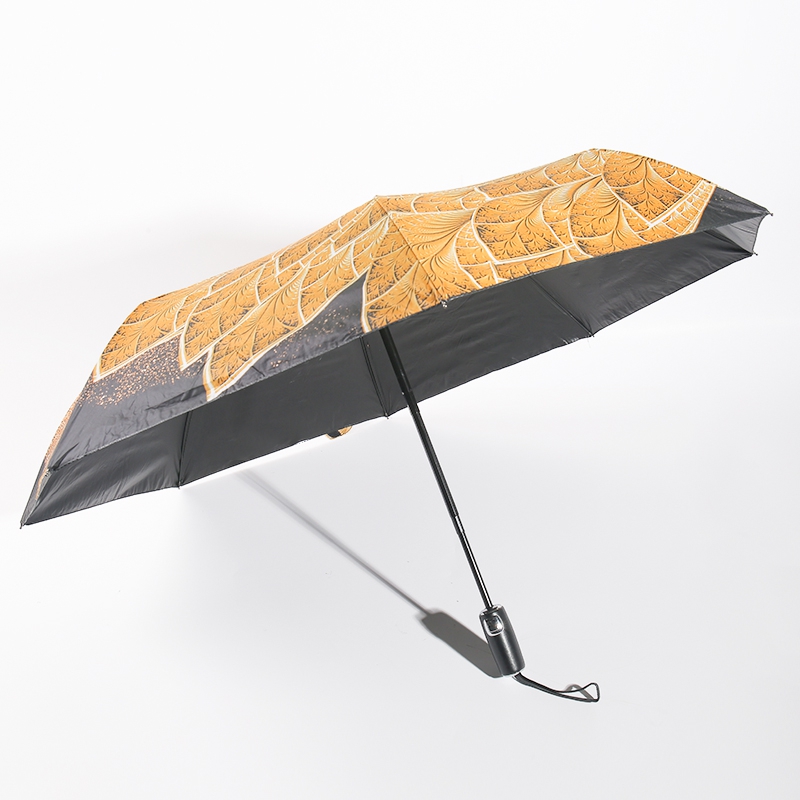 Awtomatikong pagbubukas at pagsasara ng non-slip hawakan tri-fold UV proteksyon silk payong RU1944